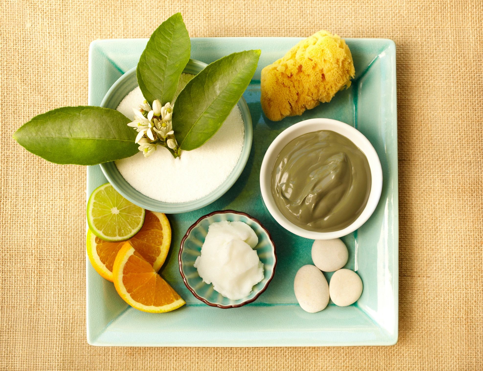 Natural skincare still life with moisturizer and botanicals
